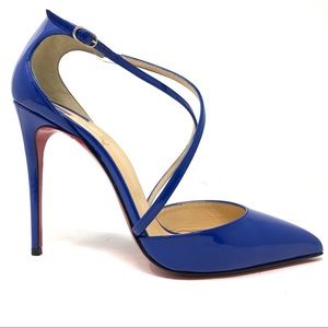 ✨LOUBOUTIN✨ Blue Patent ‘Blake’ Criss Cross 37